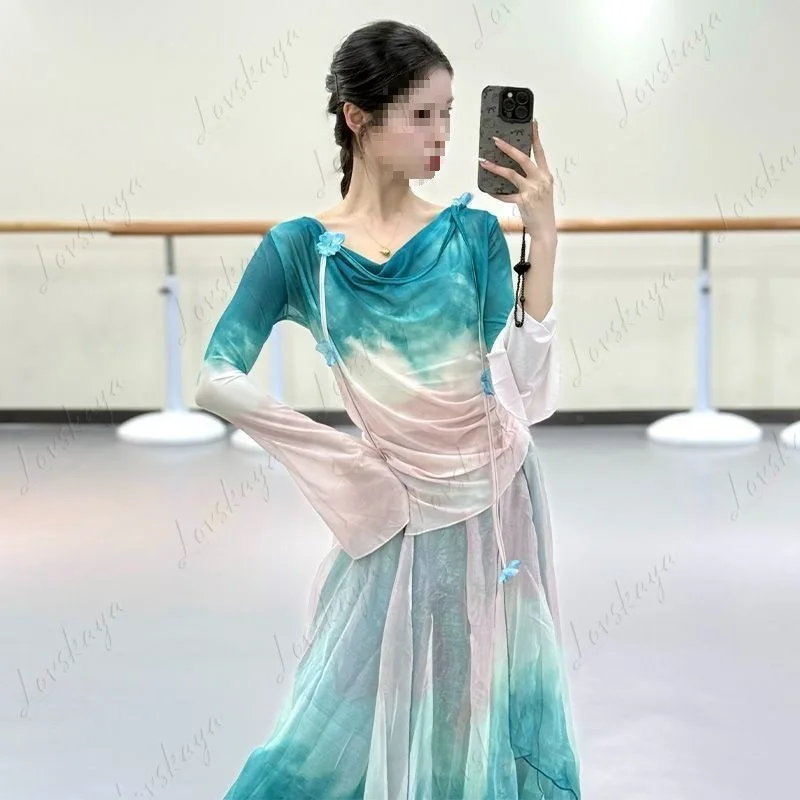 New Classical Dance Clothes Gradually Change Body Rhyme Gauze Clothes Women's Chinese Dance Folk Dance Elegant