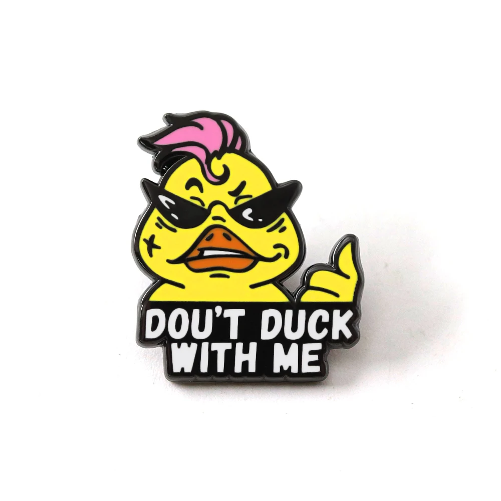Coole Angry Duck „Don't Duck With Me“ Brosche Lustige Sonnenbrillen-Ente Anstecknadel Humorvolles Zitat Accessoires Modeschmuck Geschenk – Detail 7