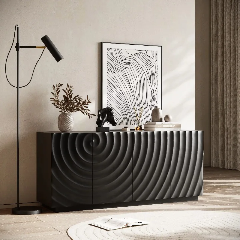 Luxury flooring kitchen and living room 4 door sideboard freestanding, modern buffet cabinet