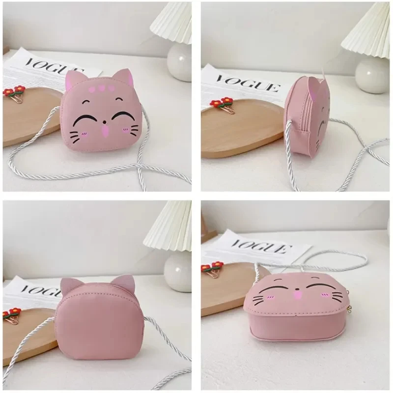 Bolso de mensajero de dibujos animados para niños, monederos y bolsos de monedas de moda, Mini bolso de hombro para niños y niñas, lindo gato, nuevo