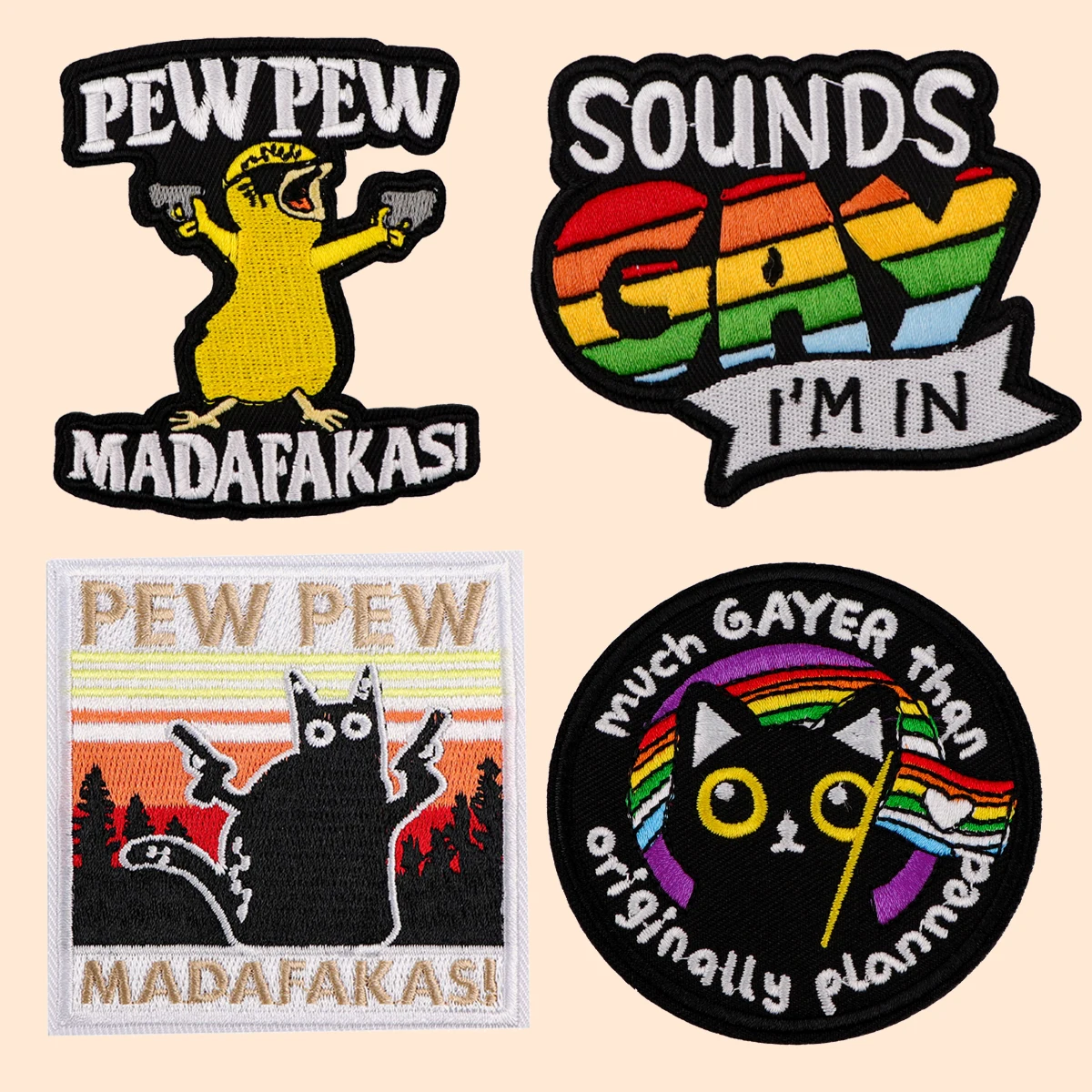 Rainbow Gay Patches On Clothes Black Cat Embroidered Patches Cartoon Sew Badges Iron On Patch DIY Clothing Accessories