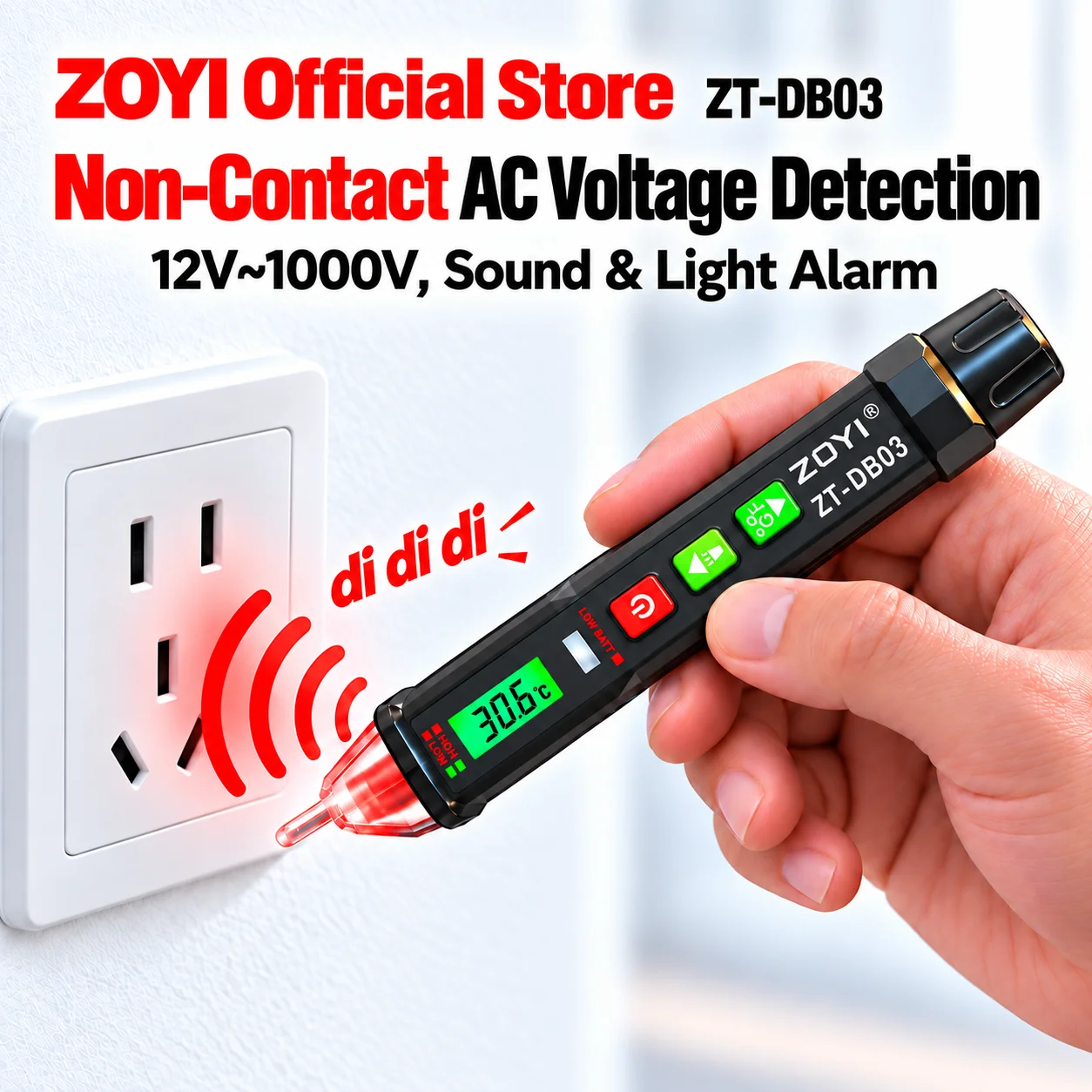 ZOYI ZT-DB03 NCV Non Contact Voltage Tester Pen LCD Temp Detection Audible Alarm Live Wire Breakpoint Check Electrical Tool