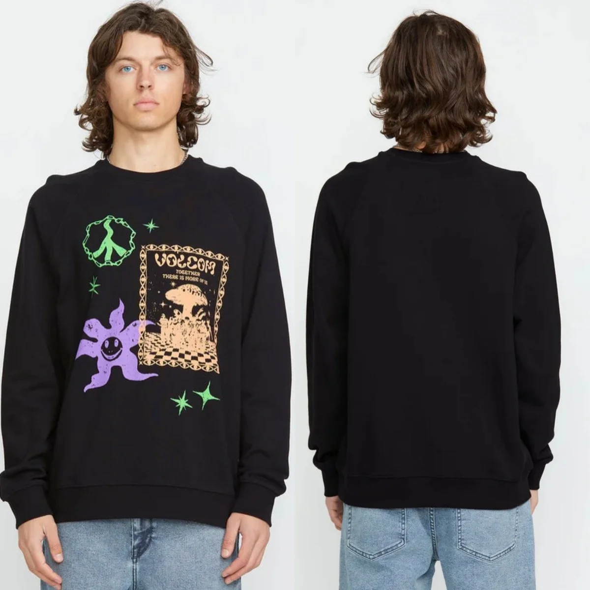 Y2k Volcom Hoodies Skateboard-Kollektion Sweatshirt mit Grafikdruck Hochwertiger Luxus Unisex-Stil für Männer und Frauen – Detail 4