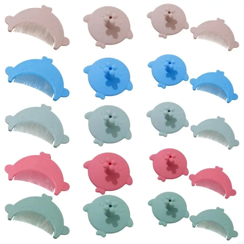 

D7YD Silicone Massage Shampoo Brush Comb Hair Washing Scrubber Brush Baby Comb for Infant Newborns Bath Cradle Caps Brush