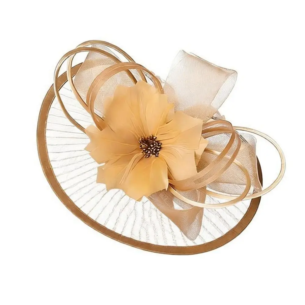 Hairpiece Mesh Flower Headband Elegant Vintage Floral Fascinator Headband Flower Fascinator Sinamay Fascinator Hair Accessories view 4