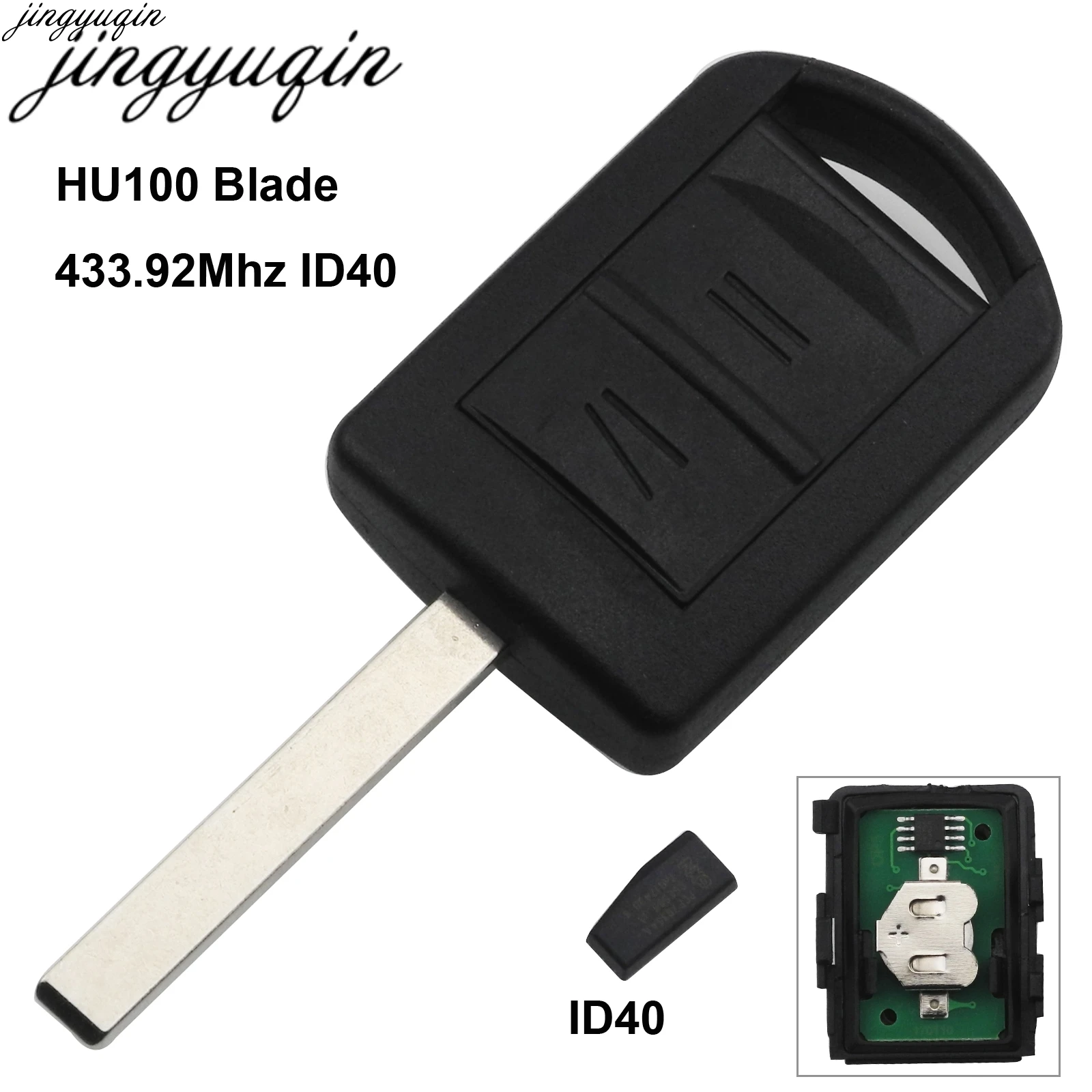 

Jingyuqin 2 Button Uncut Blade Remote Car Key Shell for Vauxhall Opel Corsa Agila Meriva Combo 433.9MHz with ID40 Chip