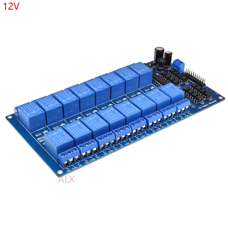 12v 16 Channel Relay Module Board With Optocoupler Output 16 Way For Arduino 8051 Avr Pic