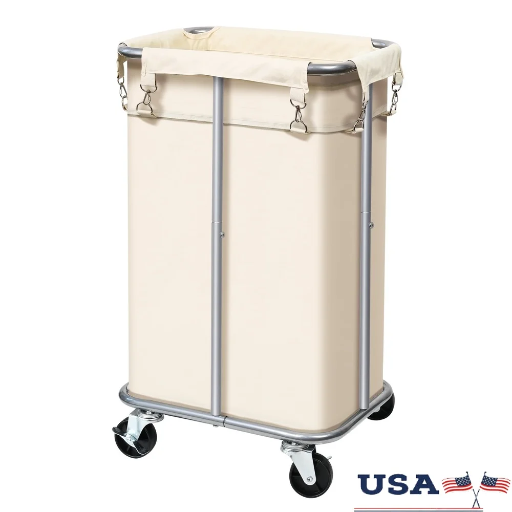 

100L Rolling Laundry Sorter Cart with Removable Bag 4 Wheels Durable Oxford Cloth Heavy Duty Frame Easy Transport
