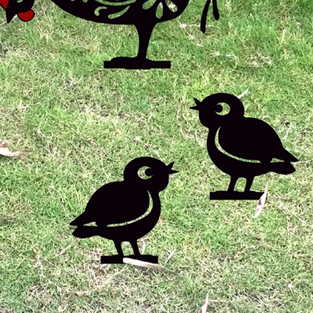 

2 Pcs Household Chicken Card Insertion Outdoor Ornaments Decor Iron Farmhouse Lawn Decorative Sign