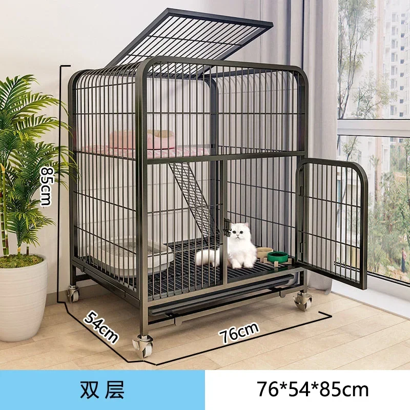 85 #double Layer [76 * 54 * 85] White/black/yellow Villa Double Layer Cat Cage Cat Cage