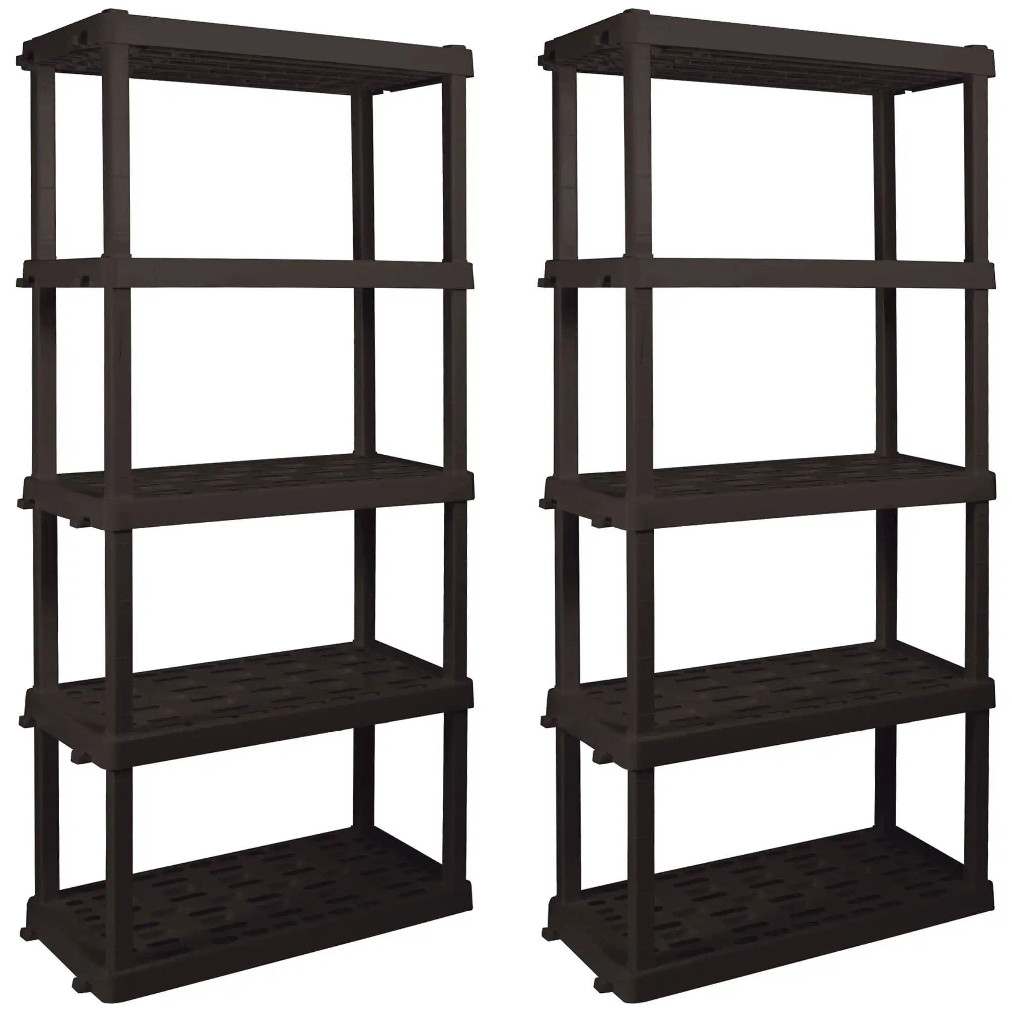 

Tough Plastic Shelves Garage Shelving Unit Storage Shelf Rack Perfect for Garage Basement and Home Use