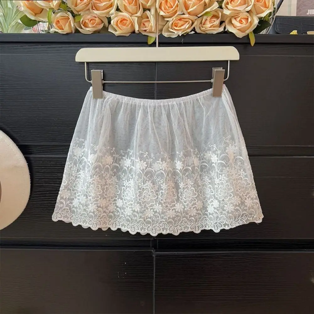 

Модная мини-юбка с вышивкой и кружевом, прозрачная, с кружевной отделкой, короткая юбка-шорты для женщин и девушек