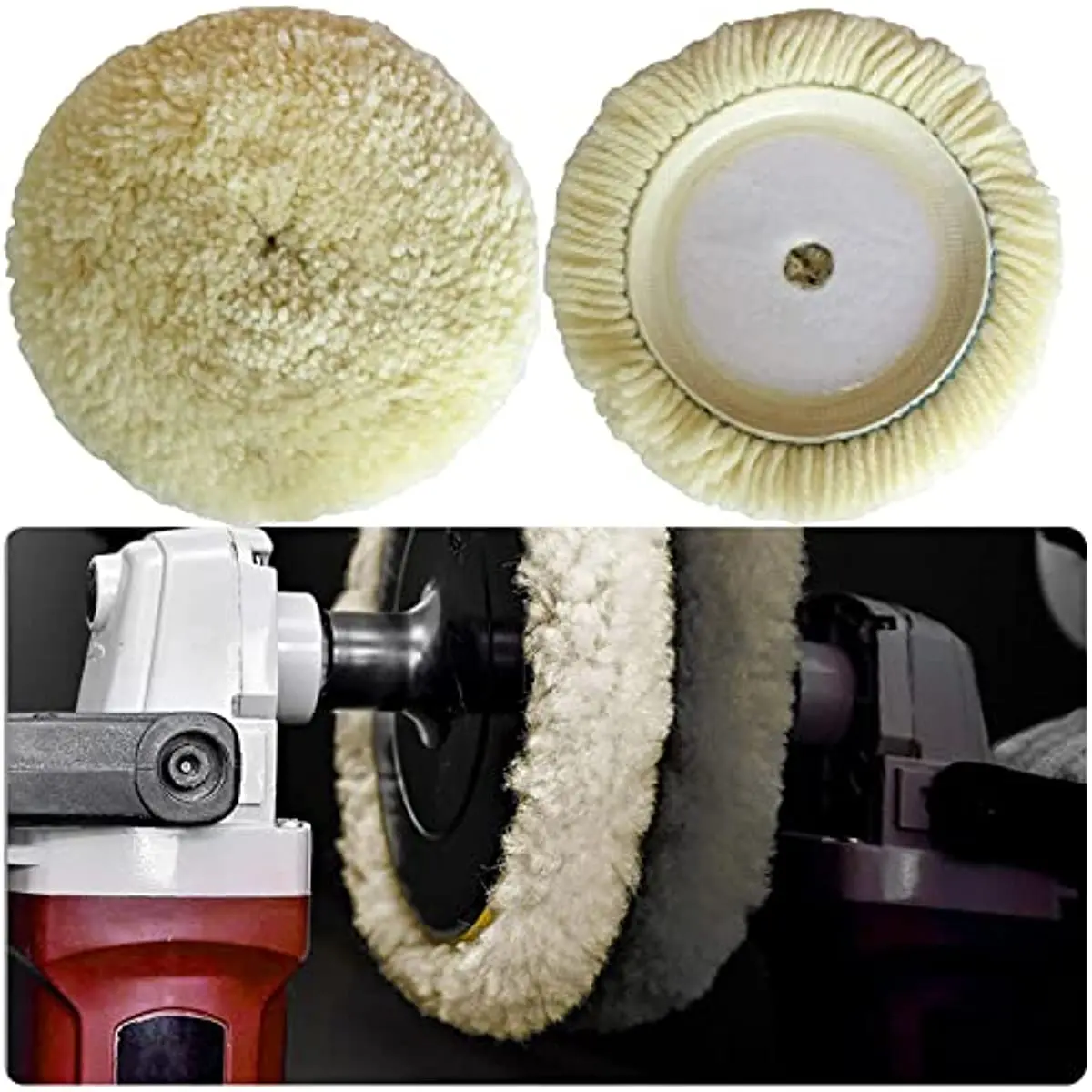 180mm Wool Polishing Pad 7Inch,100% Natural Wool Car Auto Buffing Pad for Compound Cutting for Car Polishing Motorcycle Washing