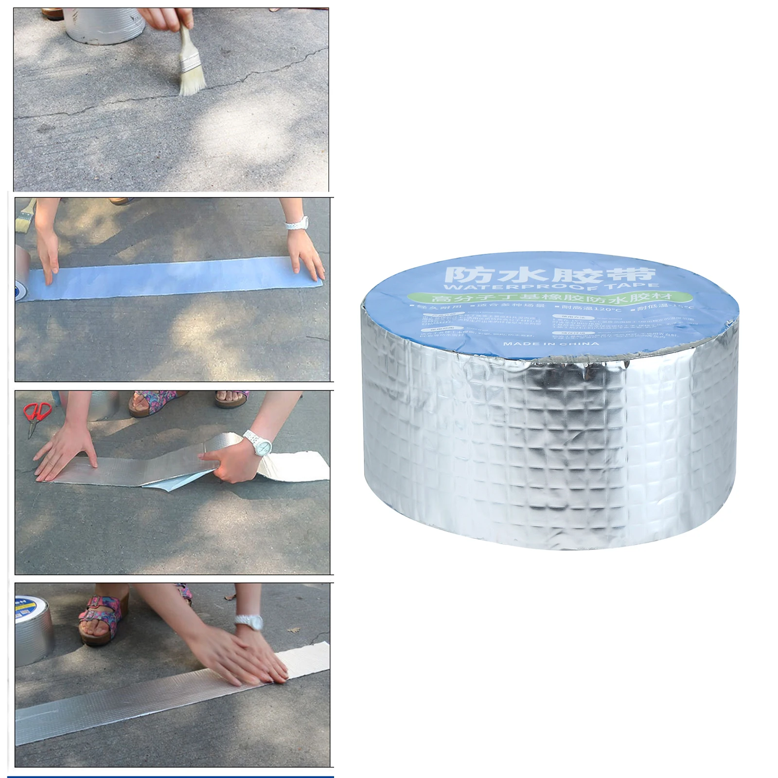 

2/1 Roll Foil Butyl Waterproof Tape Roof Leakproof High Temperature Resistance Pipes Walls Leak Super Adhesive Sticker 1/3/5/10M