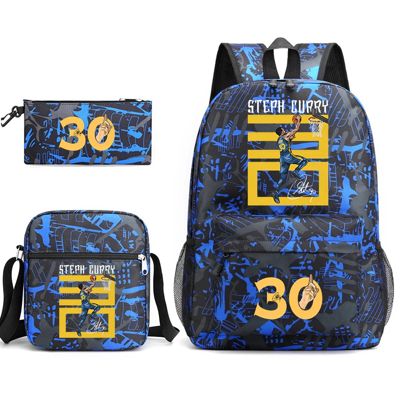 

printed student school bag set football star peripheral backpack shoulder bag pencil case 3-piece set