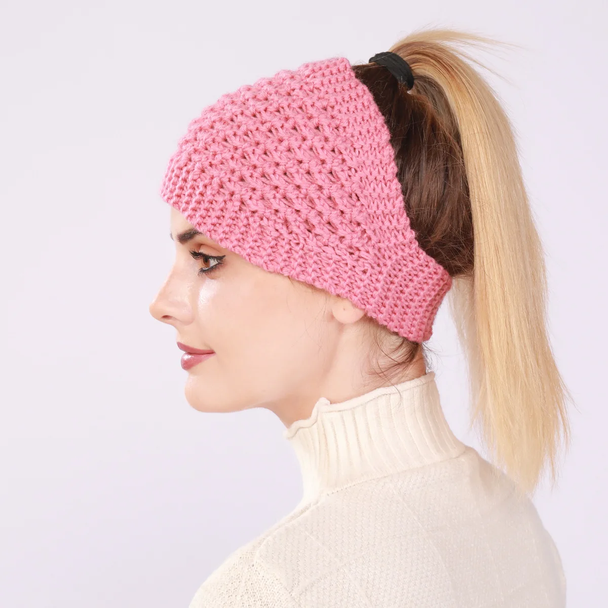 Fashion New Autumn Winter Ponytail Women Beanie Hat Lady Stretch Knitted Crochet Gril Warm Beanies Cap Hats For Women