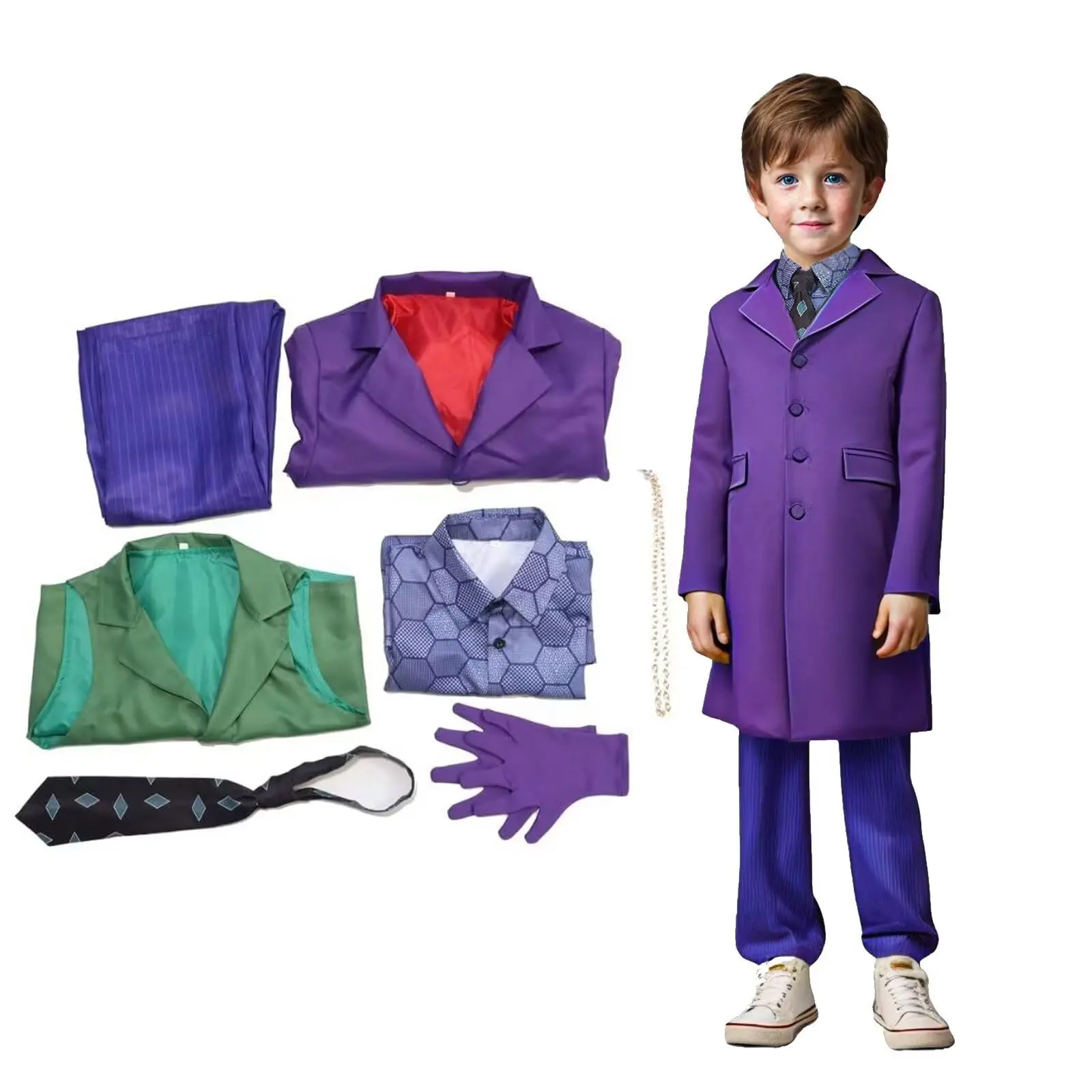 

Kids Costume Clown Costume Knight Cosplay Costume Deluxe Suit Coat Shirt Jacket Tie Pants Halloween Men Outfit