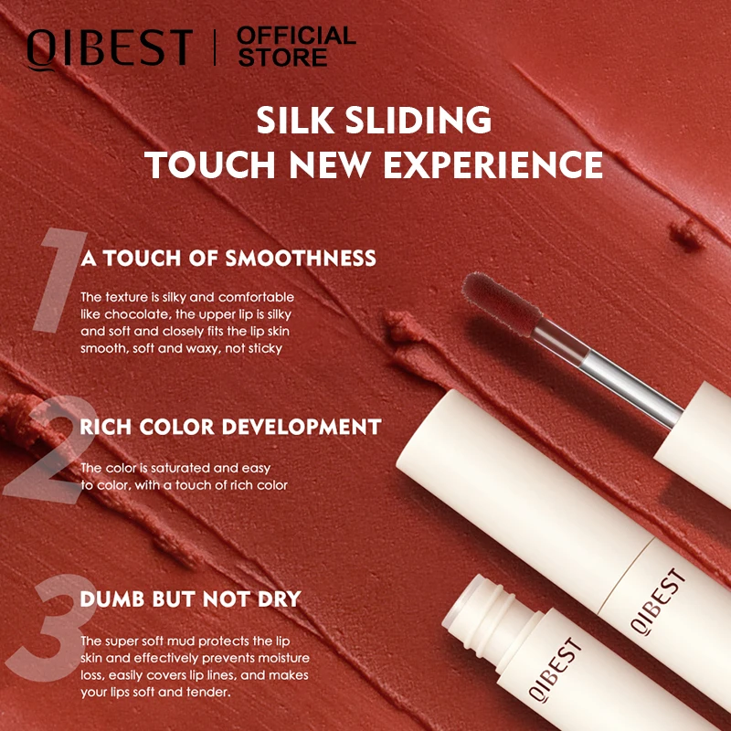 QIBEST 8 colori lucidalabbra rossetto liquido opaco nudo impermeabile lunga durata donna tinta per labbra cioccolato velluto smalto per labbra cosmetici