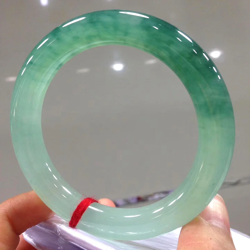 

Grade A Jadeite Ice Floating Jade Round Bangle Bracelet Women Fine Jewelry Accessories Myanmar Green Jades Stone Bangles Mujer