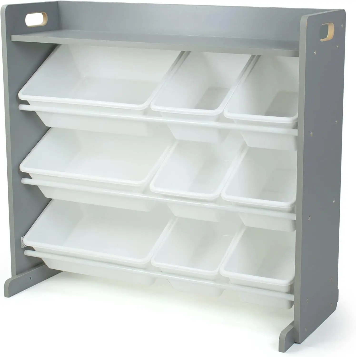 

3-Tier Toy Storage Organizer with 9 Removable Bins, Kids Playroom Shelf, Grey/White
