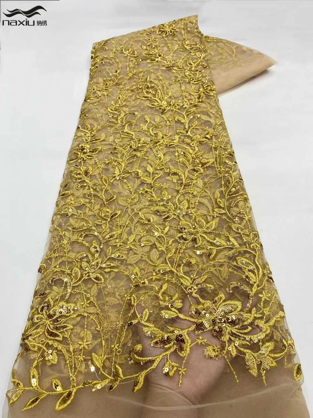 

Высококачественное нигерийское кружево Madison African Lace 2026, 5 ярдов, элегантное, с 3D-вышивкой и бисером, для вечеринок