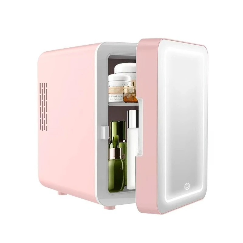 

Skincare Refrigerator Gold Mini Vintage Skincare with Light Emitting Diode and Mirror Refrigerator