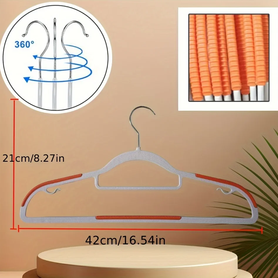 10-teiliges Set robuste Trocken- und Nasskleiderbügel mit rutschfesten Pads, platzsparend mit einem dicken, ultraleichten Organizer. ﻿ – Detail 3