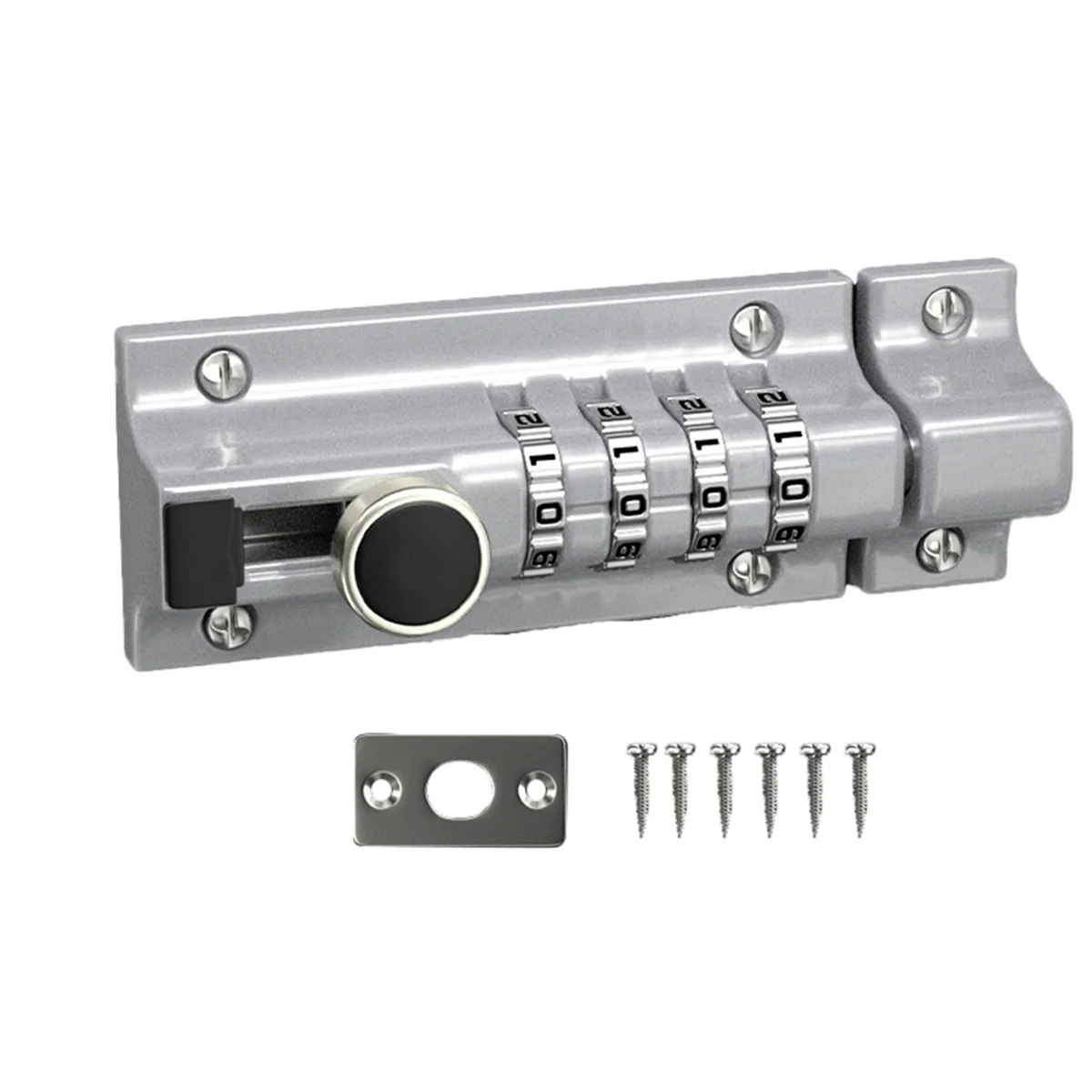 

Password Latch Lock Sliding Combination Lock Password Door Latch Security Lock Anti-Theft Password Lock Catch (Silver)