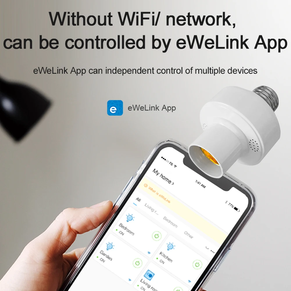 Smart Bulb Socket E27 Smart Bulb Holder Supports eWeLink App Control Smart Life Light Base Bluetooth-compatible