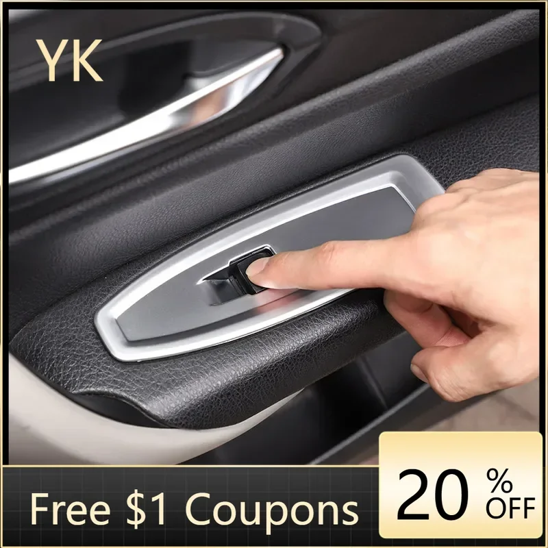 

ABS Carbon Fiber/Silver for BMW 1 2 Series F20 F21 F22 F45 F46 14-19 Car Glass Lift Switch Panel Frame Stickers Car Accessories