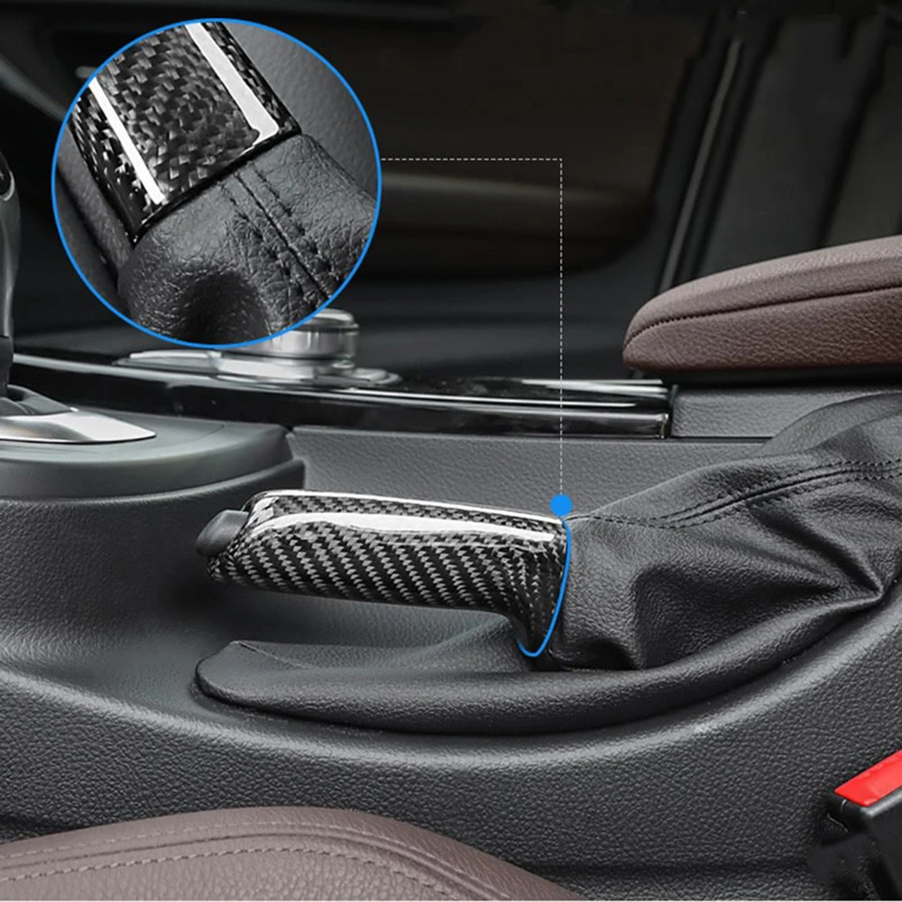 Carbon Fiber Car Hand Brake Cover Handbrake Grips Protection Cover For BMW 1 2 3 4 Series GT E46 E90 E92 E60 E39 F30 F10 F20 - Image 4