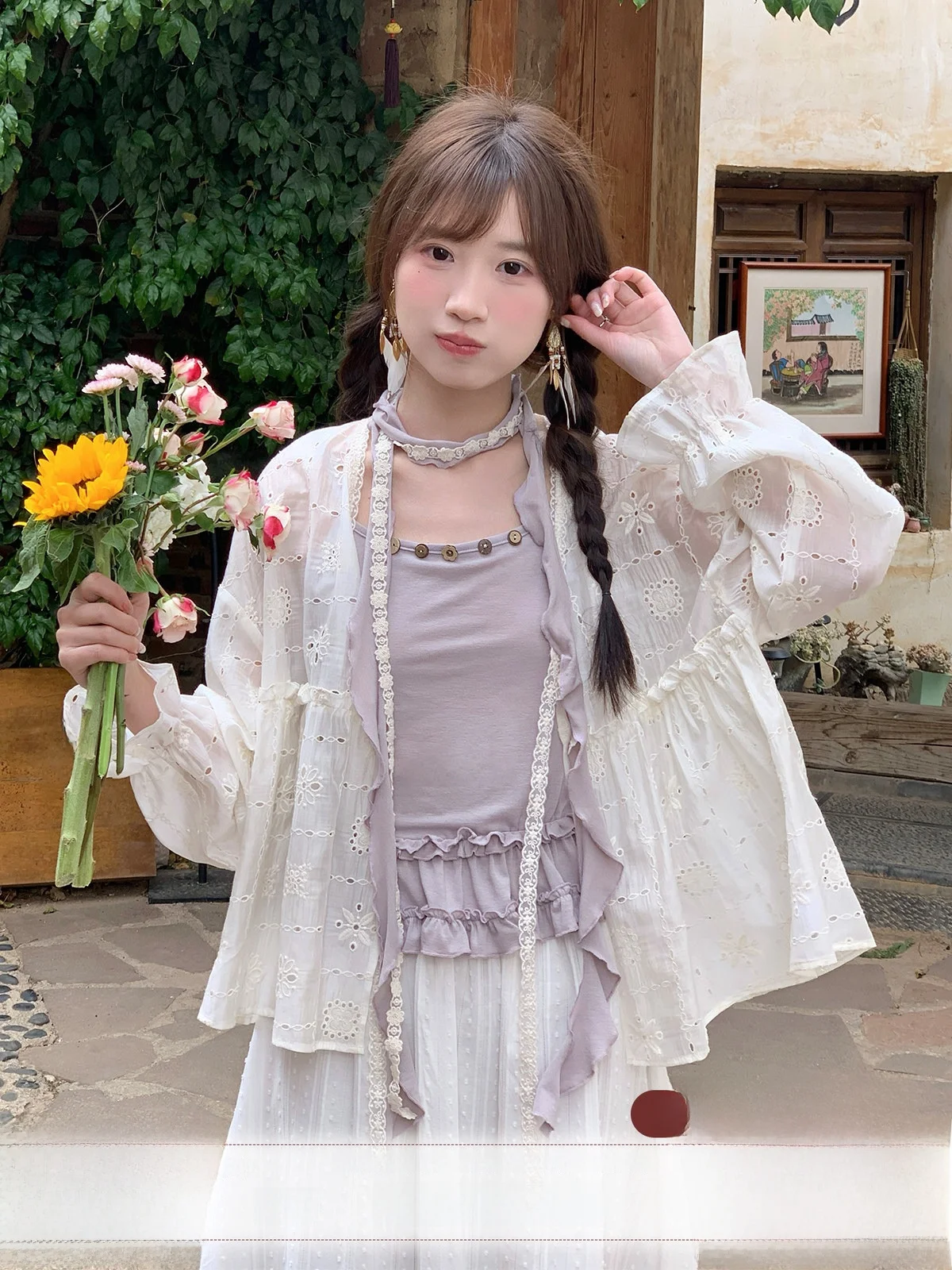 

Летний тонкий кардиган с вышивкой и ажурными вставками, женский топ на бретельках, верхняя одежда для защиты от солнца, свободный крой, длинный...