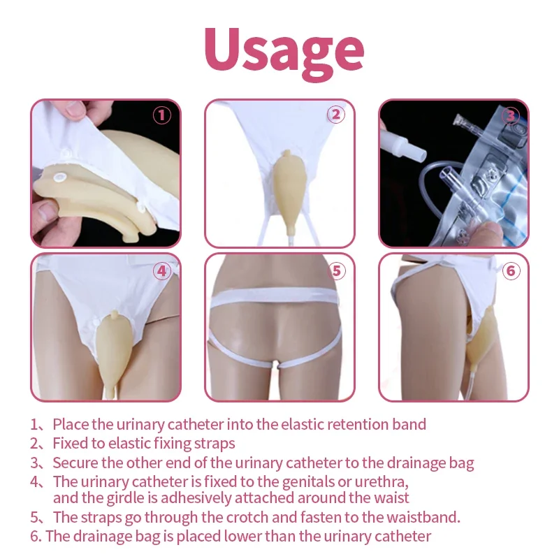 Urine Bag Urinary Incontinence For Men Women Elderly Urination Catheter Device Urinating Silicone Bag Urinal Collector Reusable