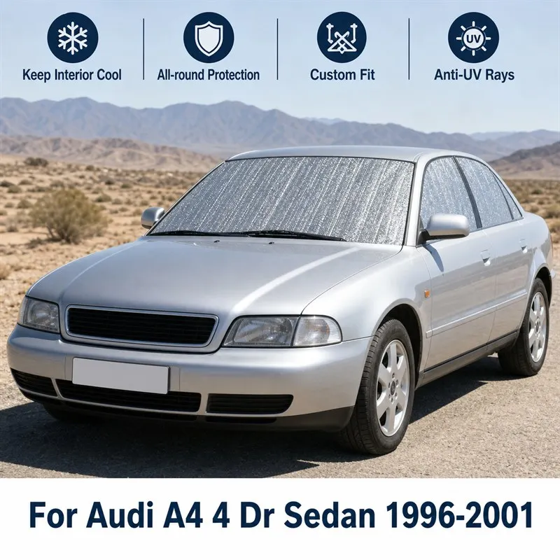 For Audi A4 4 Dr Sedan 1996-2001 Full Set Car Window Sunshades UV Block Privacy Heat Insulated Foldable Car Curtain