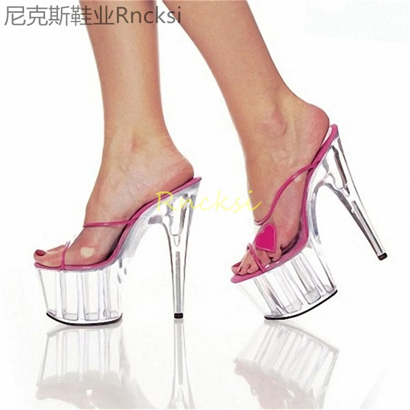 17cm Women's summer new versatile fashion high-heeled stiletto buckle with women's super high-heeled sandals