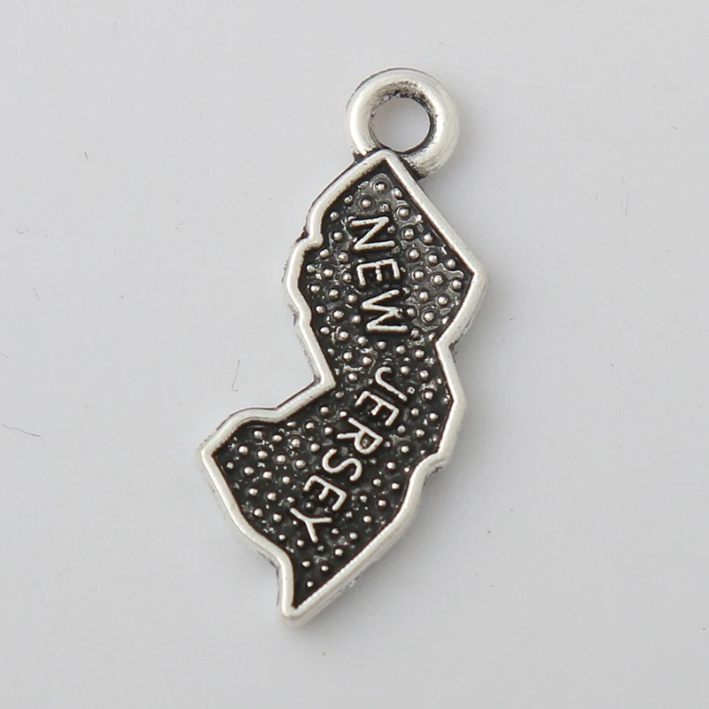 RAINXTAR Fashion New Jersey Alloy American States Map Charms 50pcs 9*22mm AAC798