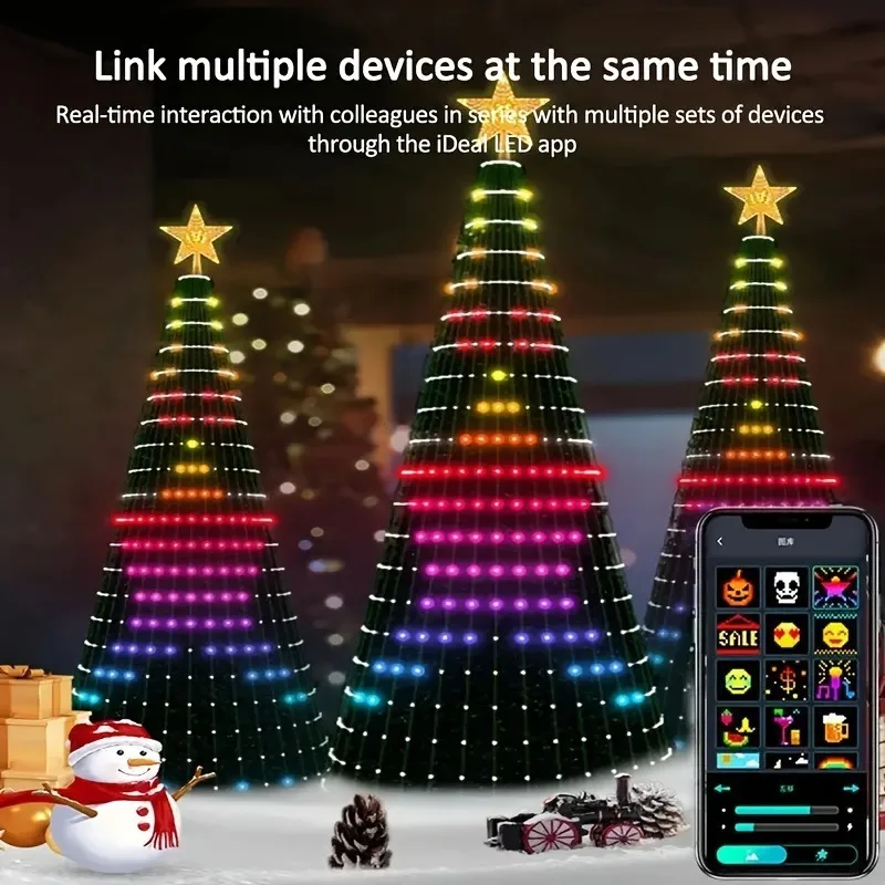 Smart 400 LED Multicolor Christmas Tree Lights with Remote & App Control, Dimmable Waterfall Effect,for Tree, Festive Lighting