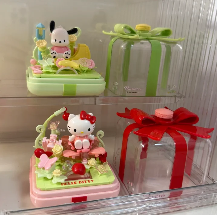 

Moonlight Society Building Block Ring Box Blind Box Hellokity Kuromi My Melody Splicing Model Toy Ornaments Valentine'S Day Gift