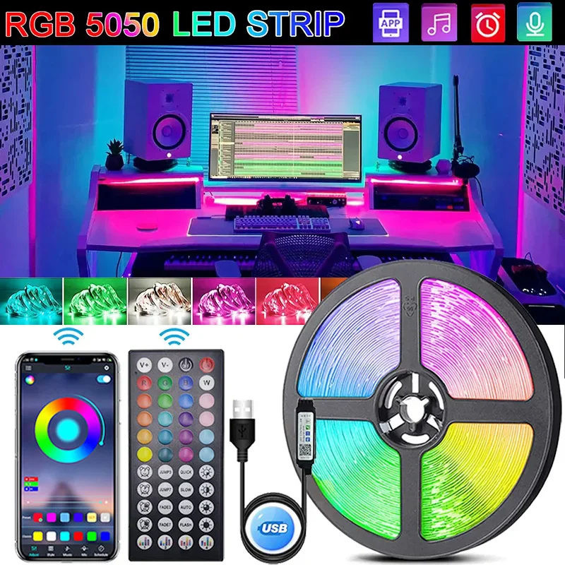 Светодиодные ленты RGB 5050 USB Led Light WiFi APP Control Luces Светодиодная гибкая лампа Лента для подсветки телевизора Декор комнаты Освещение Диод