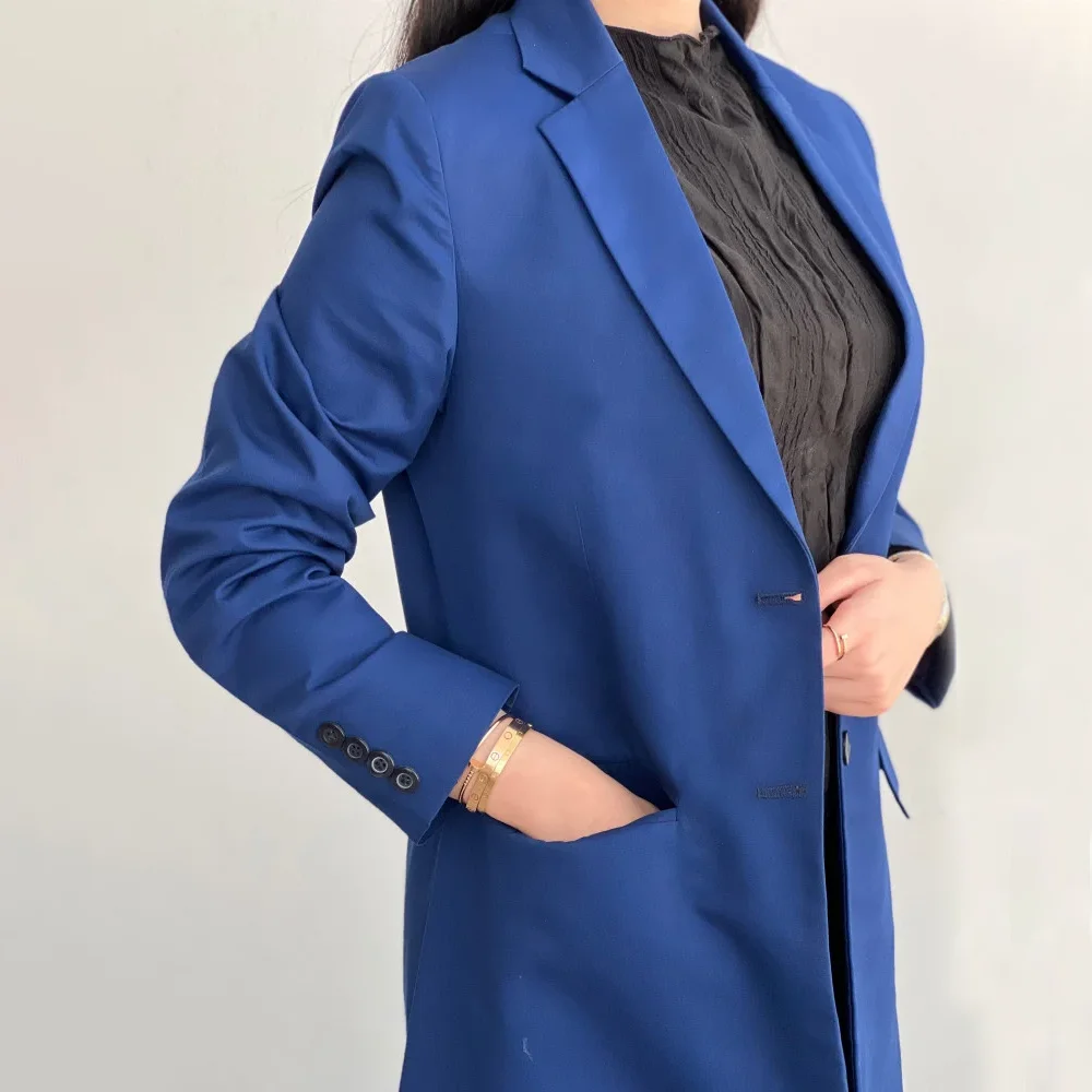 Blue Women's Coats Formal Notch Lapel Single Breasted Suit Blazer Slim 1 Piece Elegant Office Lady Business Casual Outerwears