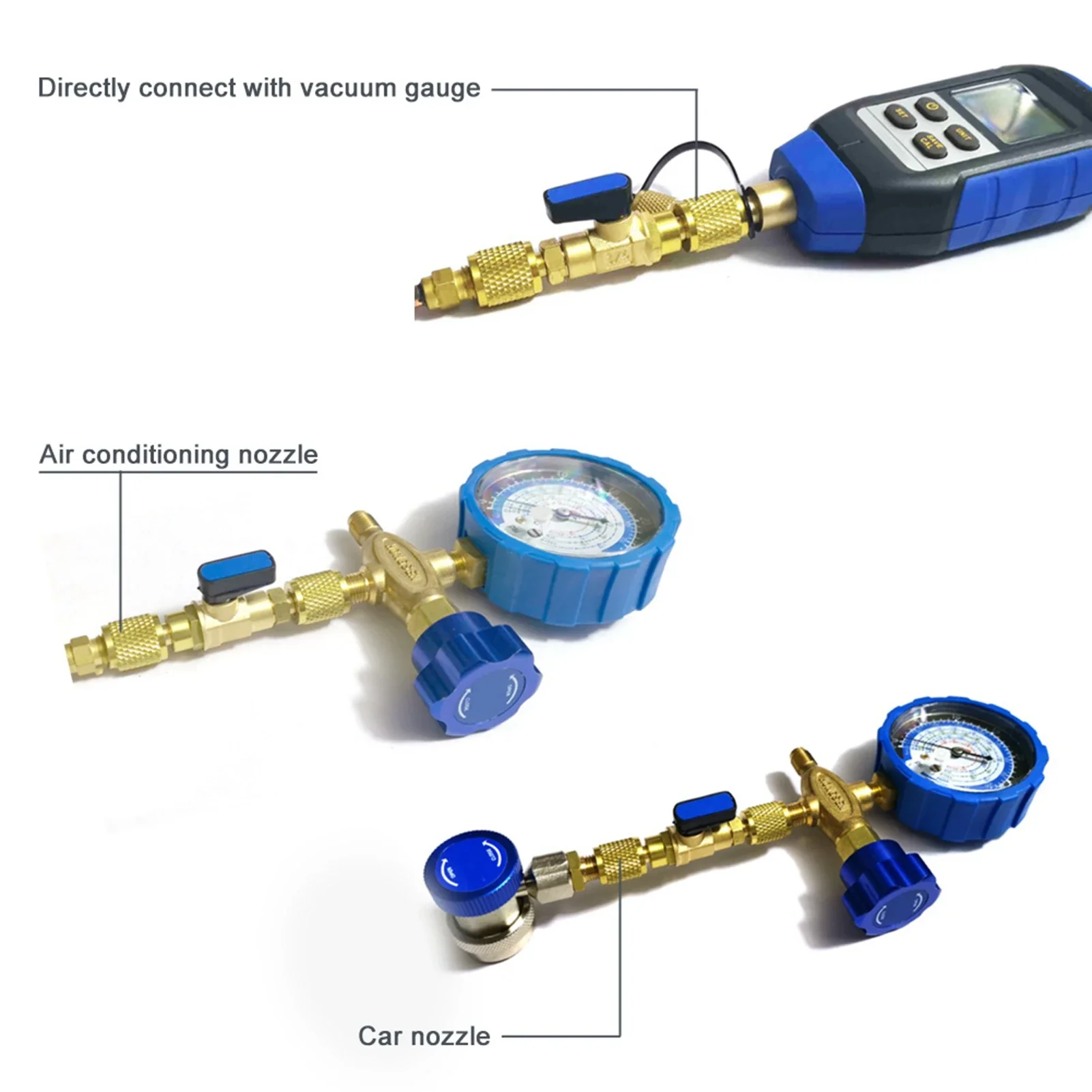 Brass Refrigeration Ball Valve Adapter Refrigerant Ball Valve Connector G1/4'' Ball Valve Refrigeration Ball Valve Connector