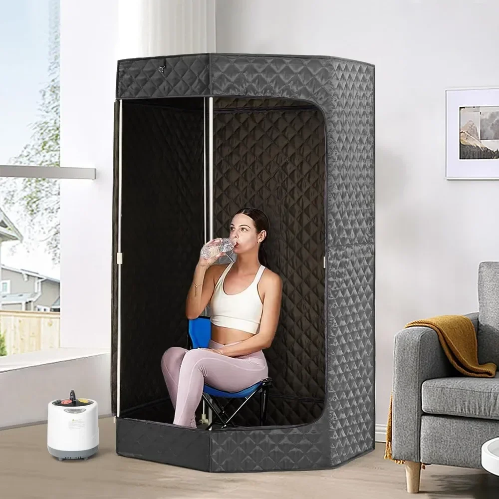 Sauna portátil de tamaño completo, caja de Sauna, sala de vapor Personal para interiores para relajación, Control remoto, temporizador, silla plegable