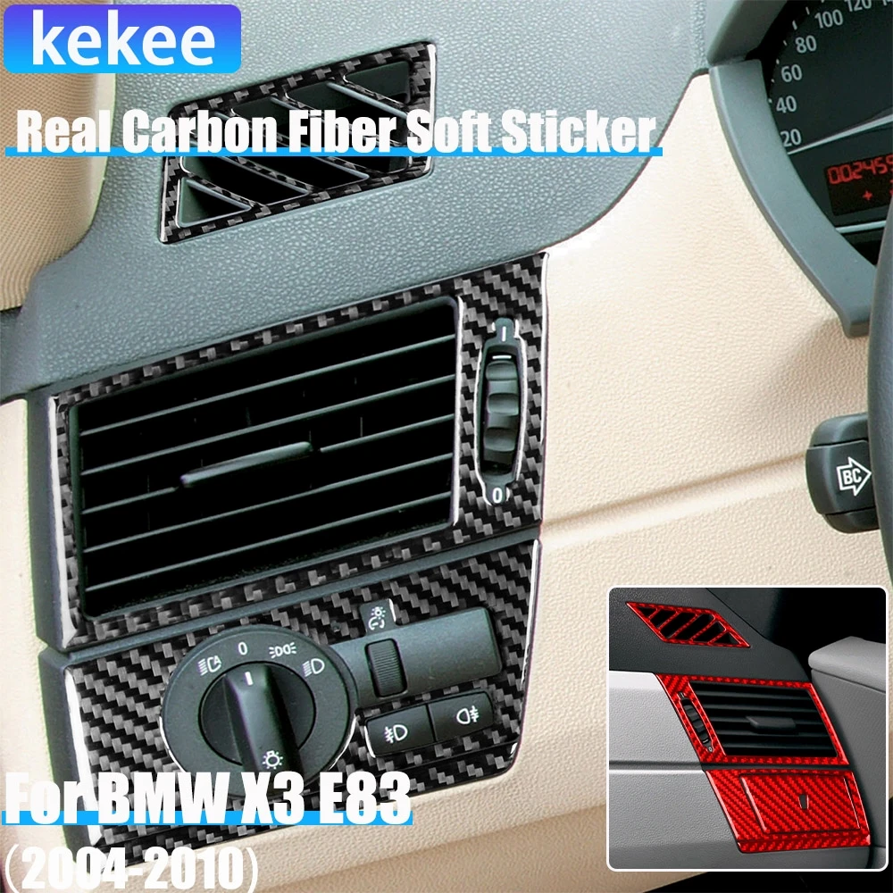 

Real Carbon Fiber Car Accessories Dashboard Air Vent Set Cover Soft Sticker For BMW X3 E83 2004 2005 2006 2007 2008 2009 2010