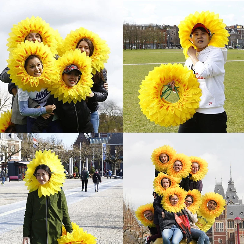 Sombreros de cara divertida para espectáculo de girasoles, accesorios de baile de guardería, ceremonia de apertura de entrada