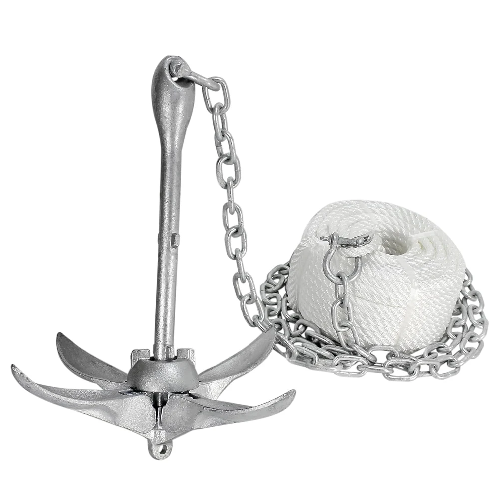 SSTT New Galvanized Folding Grapnel Boat Anchor Essential Boating Accessories for Kayaks Canoes Paddle Boards