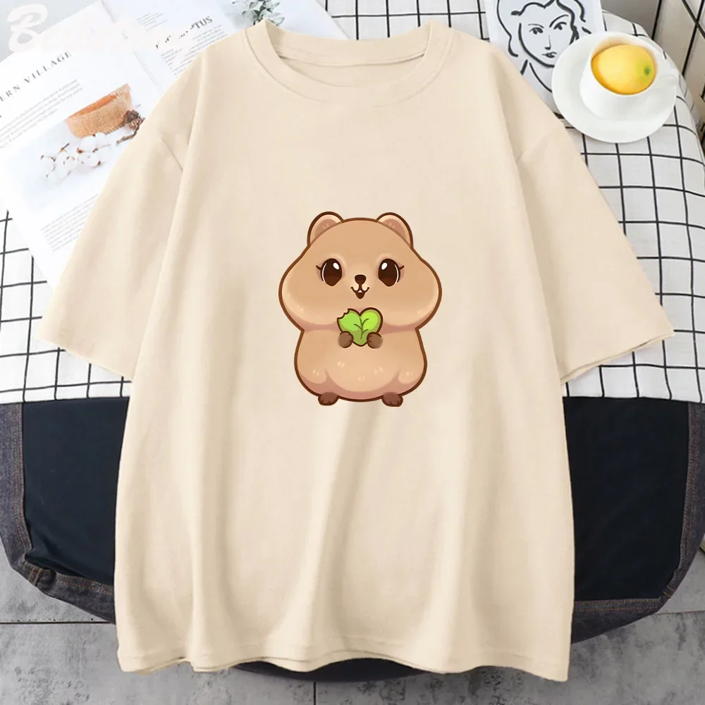 Quokka Love Framed Cute Graphic Summer T-shirt for Man Women Korean Style 100%Cotton Short Sleeve Femme Oversized Graphic Tees