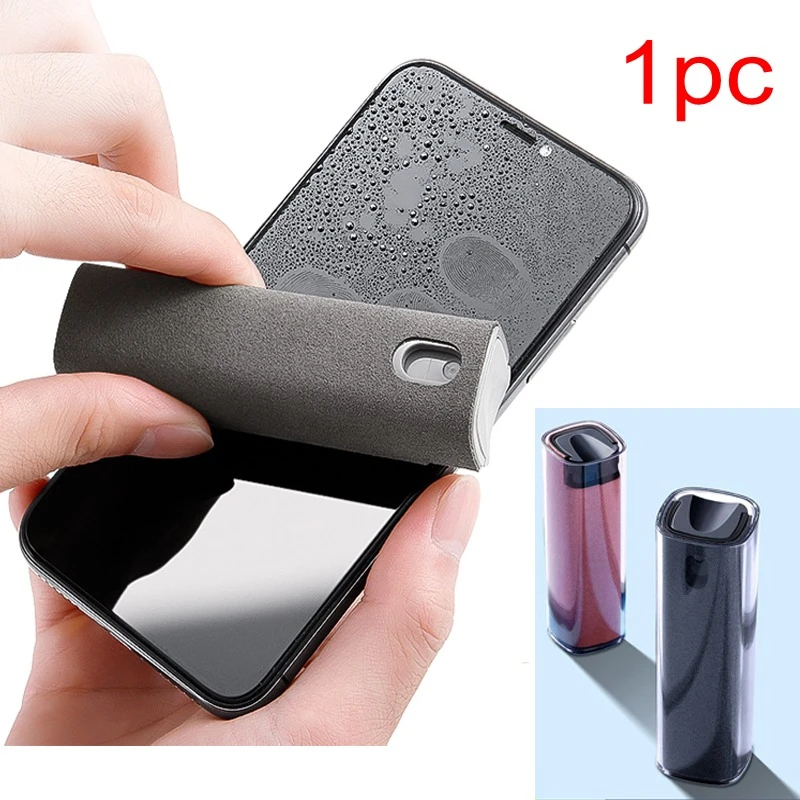 1pc New 2 In 1 Phone Screen Cleaner Spray Portable Tablet Mobile PC Screen Cleaner Microfiber Cloth Set Cleaning Artifact