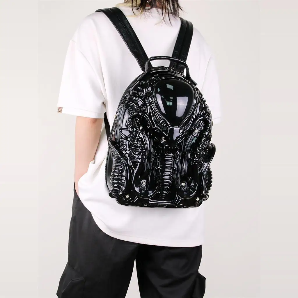 new Fashion unique Alien backpack Personality Predator Street punk style unisex backpack