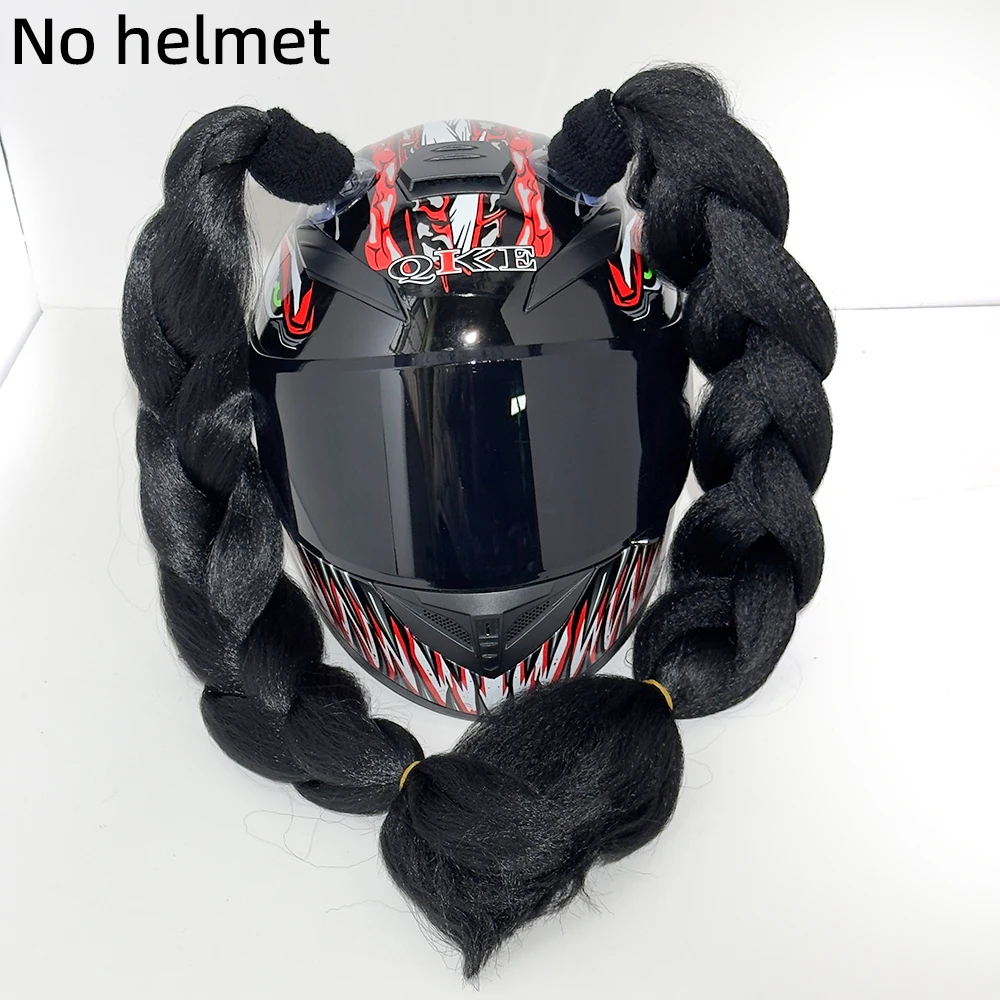 Hot Sale! Helmet Braid Gradient Helmet Braid Tail Hair with Suction Cup Motorcycle Bicycle Ski Helmet Decoration