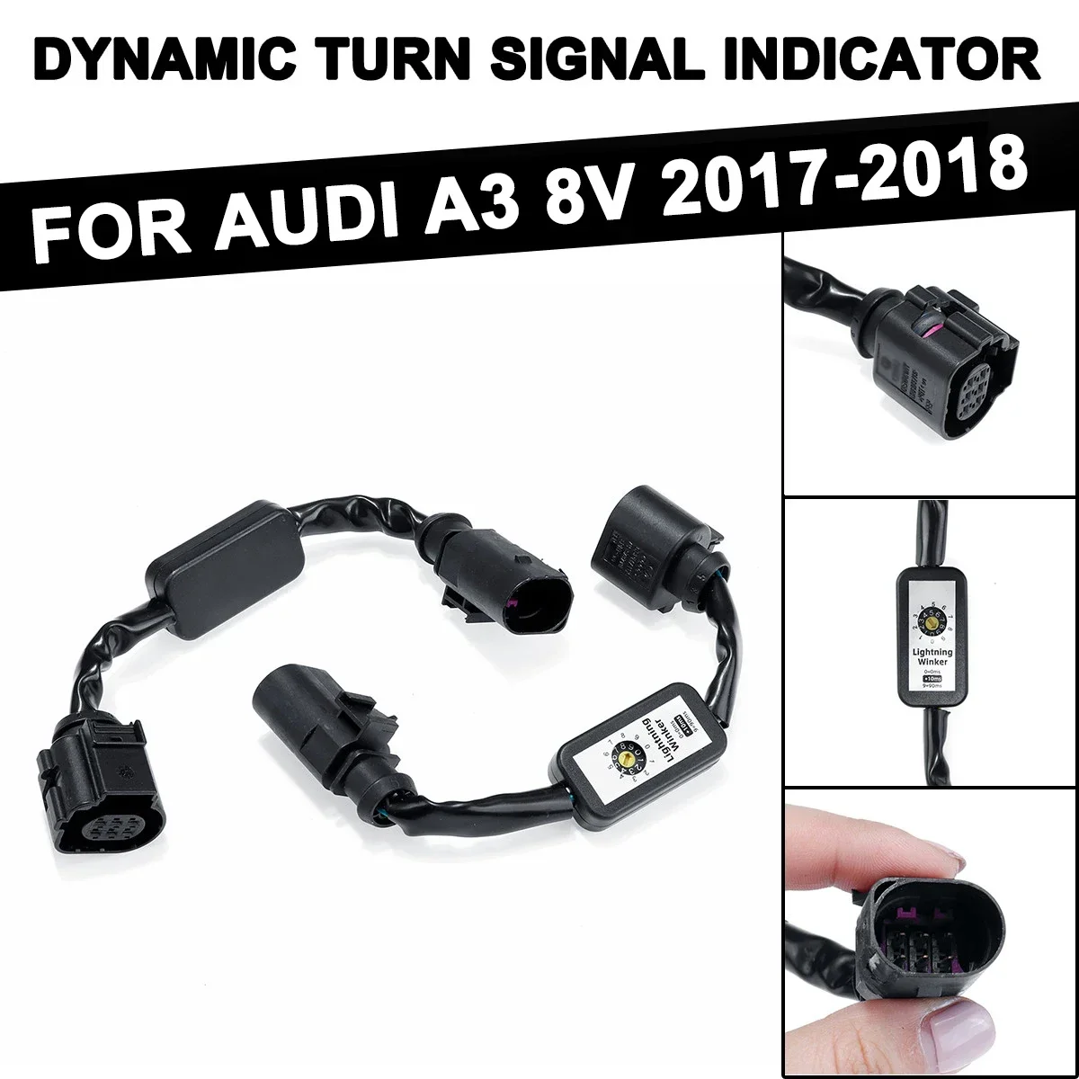 

2pcs For Audi A3 V8 2017-2018 LED Taillight Add-on Module Dynamic Turn Signal Indicator Wire Harness Left & Right Tail Light